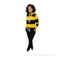 I-Stripe Patchwork Long Sleeve Pullover kunye nebhulukhwe yeSknyny